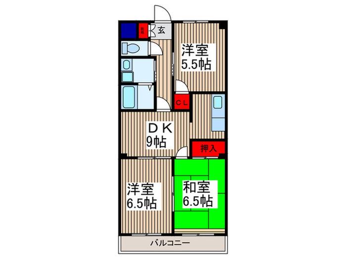 タイワード朝志(3DK/3階)の間取り写真