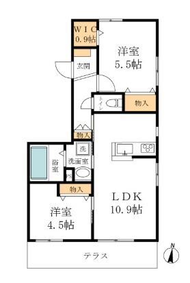 ライスコーポ(2LDK/1階)の間取り写真
