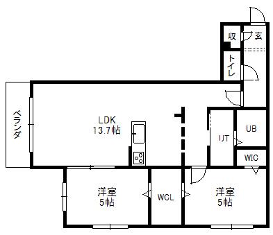 コローレサウスエイト(2LDK/2階)の間取り写真