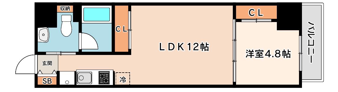 URESIDENCE TEMMABASHI(1LDK/5階)の間取り写真