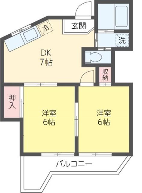 パークレジデンス(2DK/1階)の間取り写真