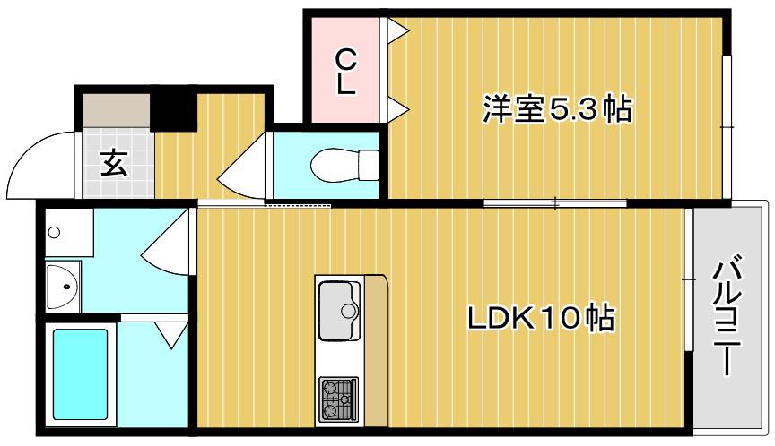 COCORU東畦 A棟(1LDK/1階)の間取り写真