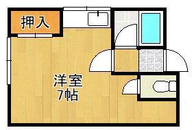 コンフォース皿倉I(ワンルーム/2階)の間取り写真