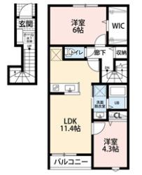 リーブルファイン柏新柏(2LDK/1階)の間取り写真
