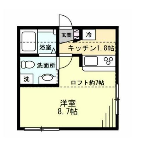 BEAMS妙蓮寺(1K/2階)の間取り写真