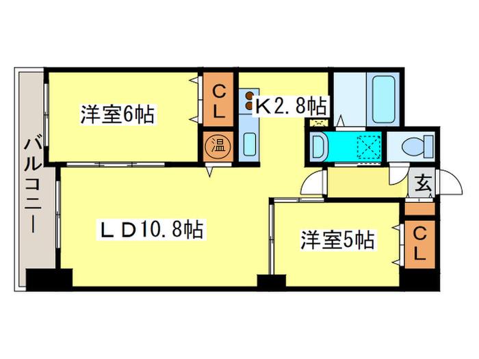 モデナ山鼻(2LDK/3階)の間取り写真