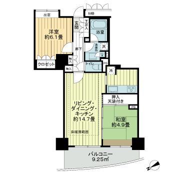 マークスタワー(2LDK/13階)の間取り写真