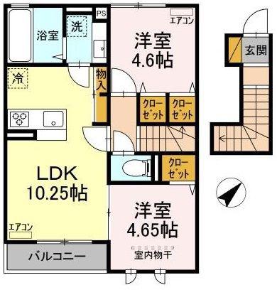 ヴァンベール(2LDK/2階)の間取り写真