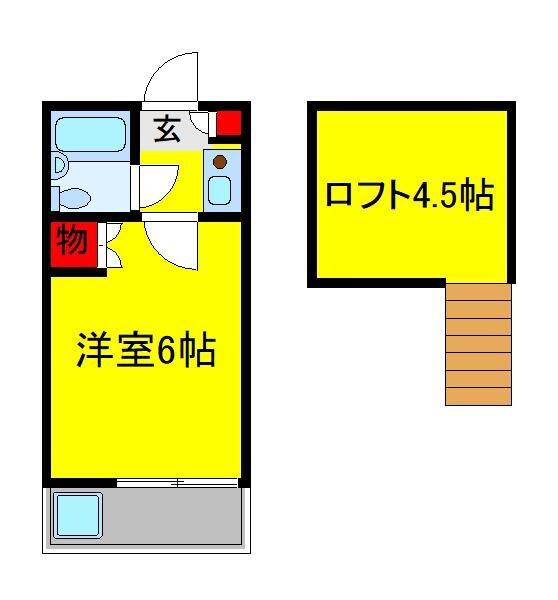 ジュネパレス北習志野第1(1K/2階)の間取り写真