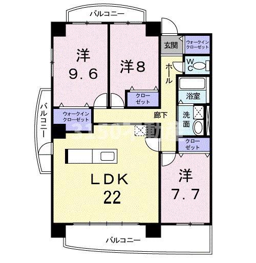 メジャーワン(3LDK/8階)の間取り写真
