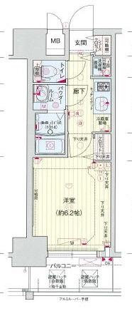 プレサンスOSAKA DOMECITYワンダー(1K/6階)の間取り写真