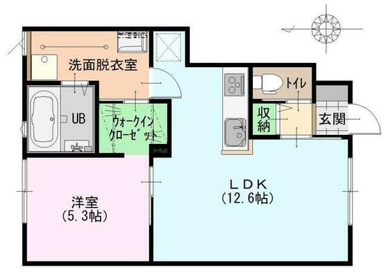 グラン・パレスかほくV(1LDK/1階)の間取り写真