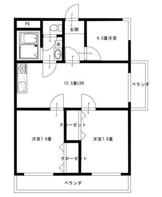 OZ明神町(3LDK/3階)の間取り写真