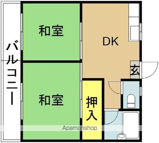 コーポかわの(2DK/2階)の間取り写真