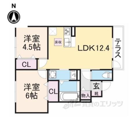 キャトルセゾン杉(1LDK/1階)の間取り写真