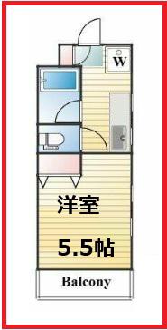 サンワードパレスタマオカ(1K/4階)の間取り写真
