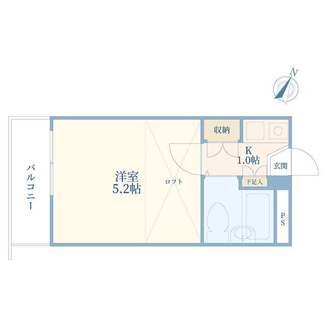 コリーヌ下馬(1K/2階)の間取り写真