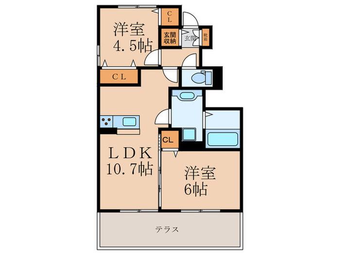 TADリーヴァ(2LDK/1階)の間取り写真