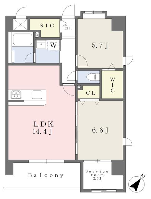 OAK VILLA 桜並木クラス(2LDK/6階)の間取り写真
