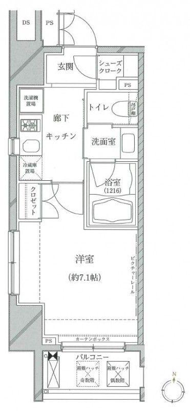 クレイシア亀戸(1K/5階)の間取り写真