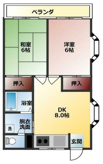 サンウキヤ(2DK/1階)の間取り写真