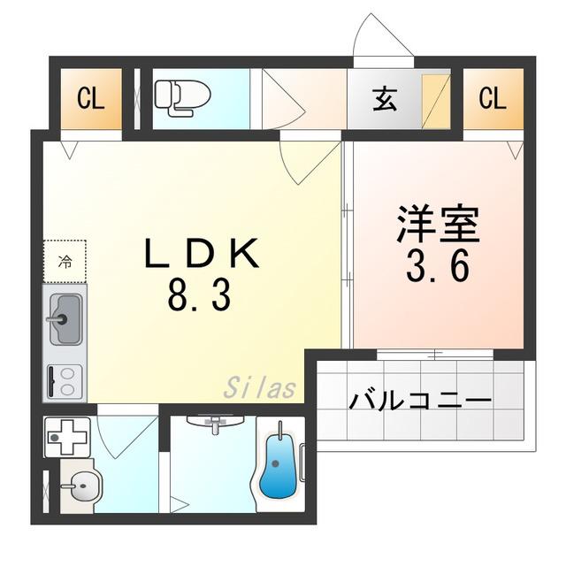 D PORTA BIJOU(1LDK/3階)の間取り写真