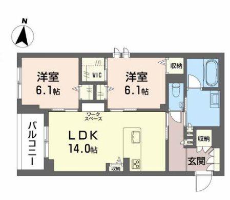 シャーメゾンステージ筑摩(2LDK/2階)の間取り写真