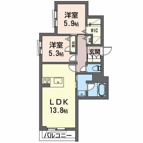 WISTERIA RESIDENCE(2LDK/2階)の間取り写真