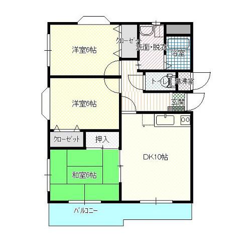 パークタウン壱番館(3DK/2階)の間取り写真