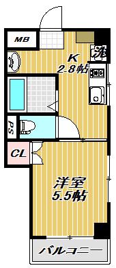 エクタスビル(1K/4階)の間取り写真