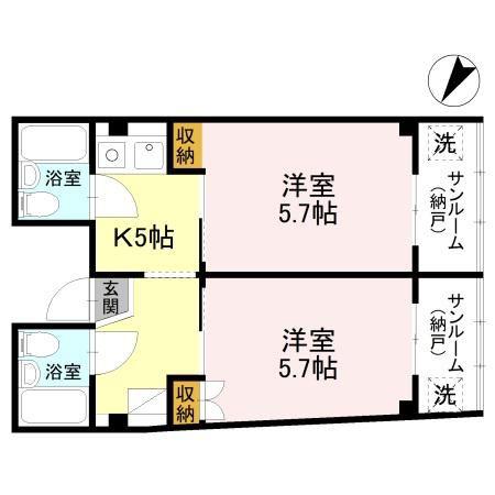 ヌーベル館II(2K/3階)の間取り写真