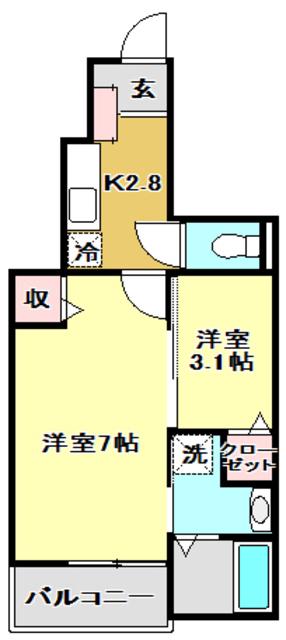 カーサ桜井町(1K/1階)の間取り写真