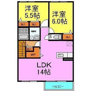 FOREST CAPE たつの A・B棟(2LDK/2階)の間取り写真