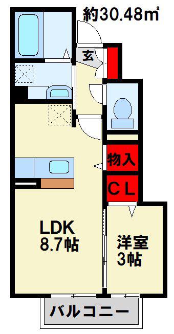 SWS RIVERSIDE D-ROOM(1LDK/1階)の間取り写真