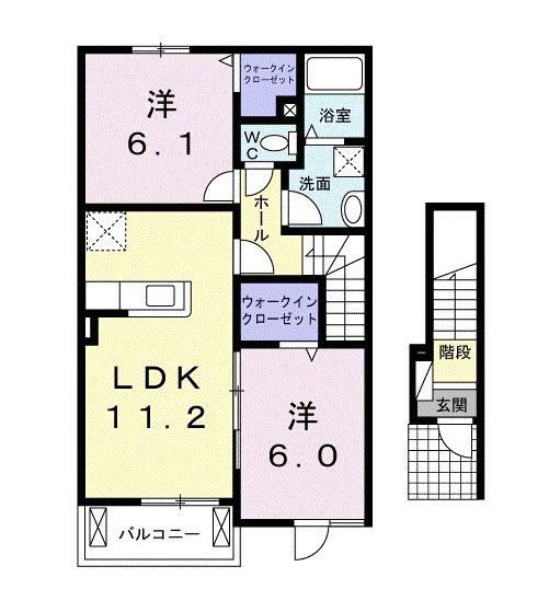 ユニゾン ガーデン II(2LDK/2階)の間取り写真