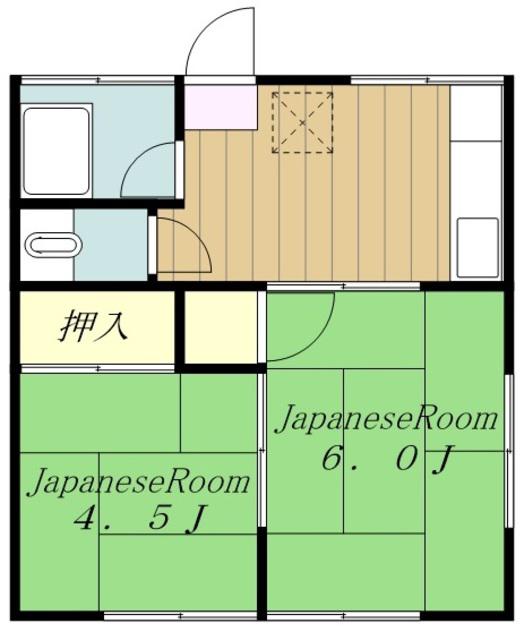 コーポひなた(2DK/2階)の間取り写真