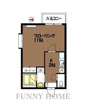 クレスティ砧(1K/2階)の間取り写真