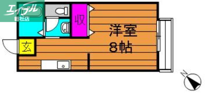 カルモK(1K/1階)の間取り写真