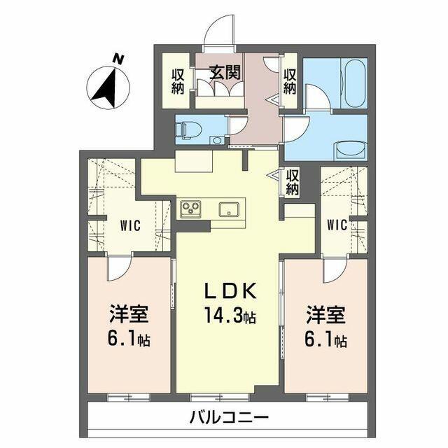 バッカスコート(2LDK/3階)の間取り写真