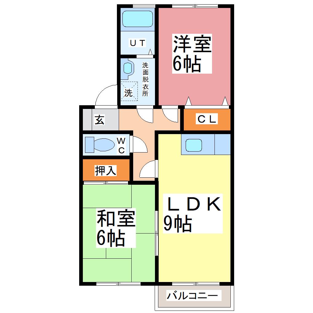 アネシス山下(2LDK/1階)の間取り写真
