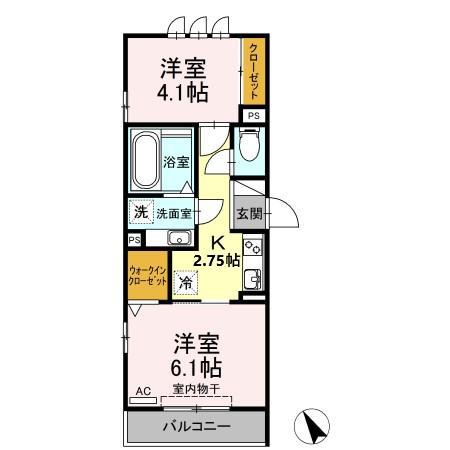 メイユール東丸(1LDK/2階)の間取り写真