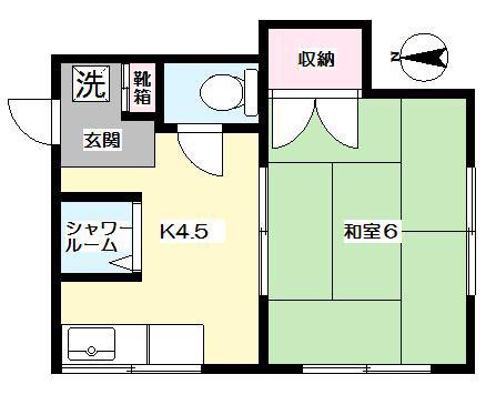 三橋荘(1K/2階)の間取り写真