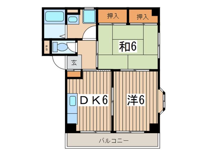 フロール(2DK/2階)の間取り写真
