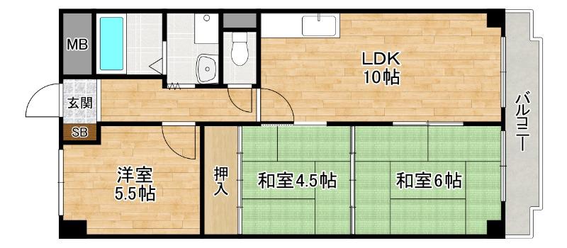 エソール伊賀ヶ(3LDK/1階)の間取り写真