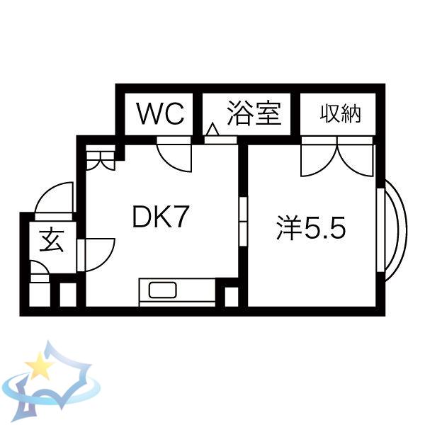 グランメール南8条(1LDK/3階)の間取り写真