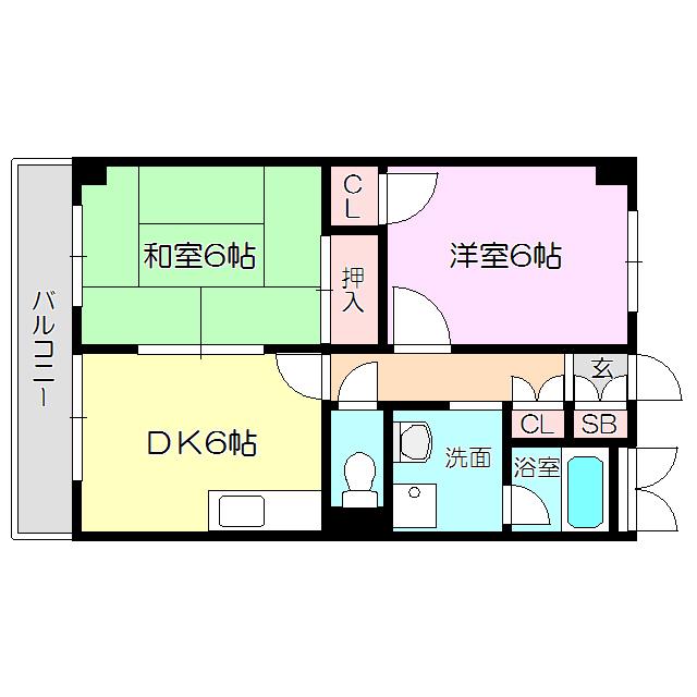 JRおおさか東線 JR淡路駅 徒歩7分 4階建 築33年(2DK/3階)の間取り写真
