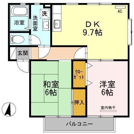 パレス新浜(2DK/2階)の間取り写真