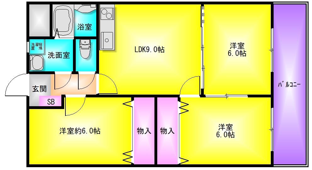 サンウォーク(3LDK/2階)の間取り写真