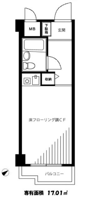 パレドール石川台(1K/2階)の間取り写真