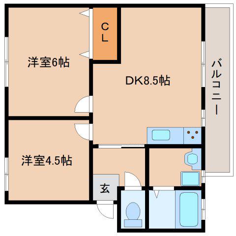 メゾン上杉 I(2DK/2階)の間取り写真